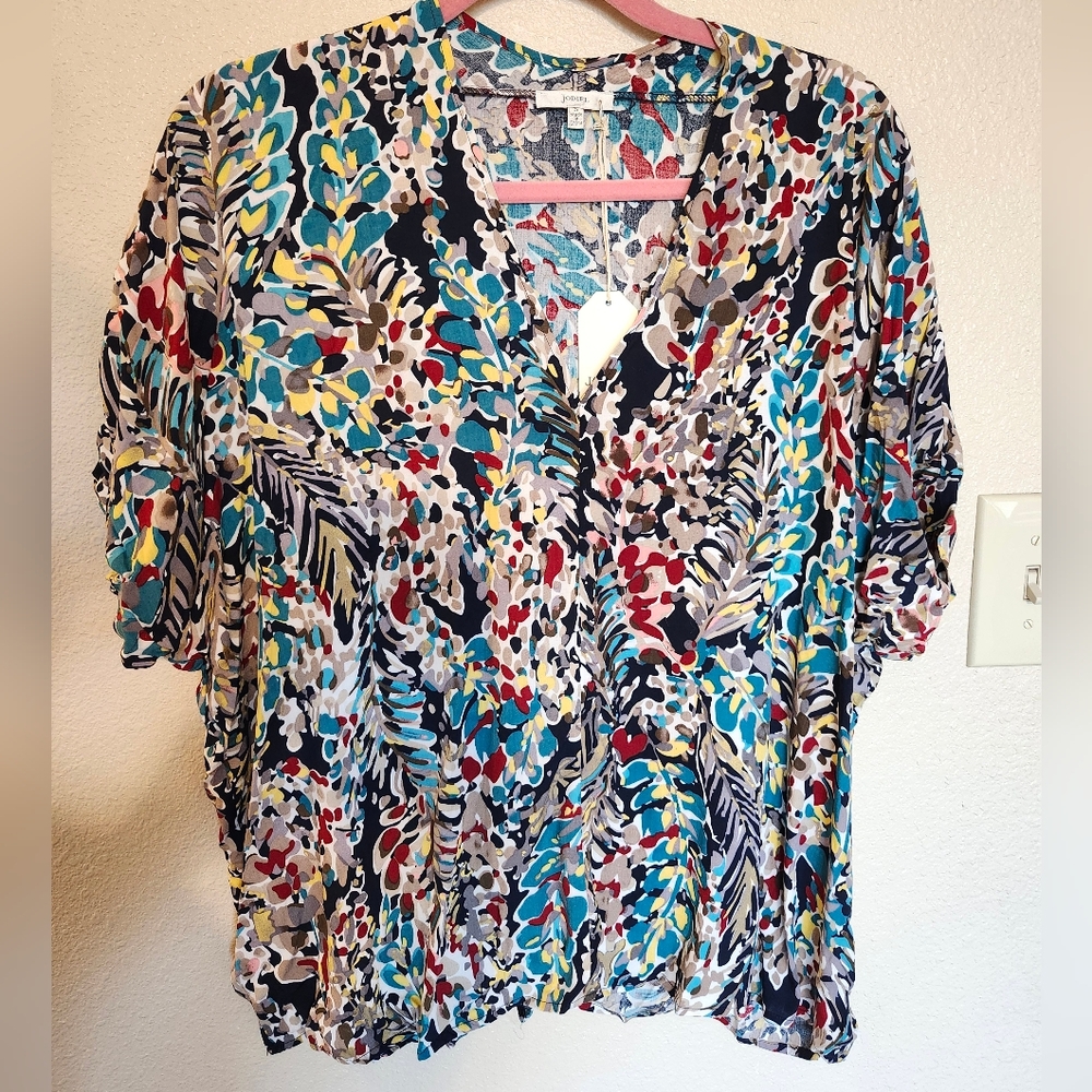 Sale🫠 Jodifl Boho Bohemian Floral Multicolor Blouse 100% Rayon